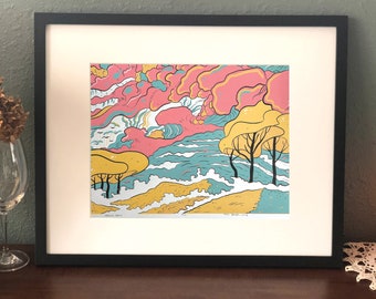 Whimsical Earth - Silkscreen, Art Print, Handmade Screenprint