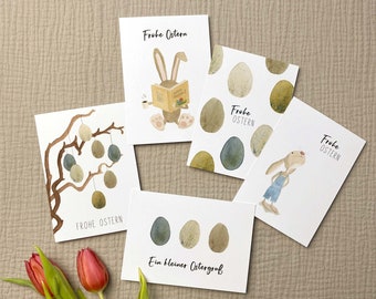 5er-Set Osterkarten A6 | 5 Postkarten zu Ostern im Set | Grußkarten-Set Ostern | Frohe Ostern | Aquarell | Recyclingpapier | Ostergrüße