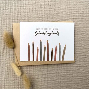 Karte zum Geburtstag A6 *Kerzen* | Grußkarte | Wir gratulieren dir, Geburtstagskind | Aquarell | Recyclingpapier | Glückwunschkarte