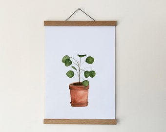 Aquarellbild *Pilea* | DIN A5 oder DIN A4 | Poster Ufopflanze | Chinese Money Plant | Glückstaler | Kunstdruck | Aquarell | Recyclingpapier