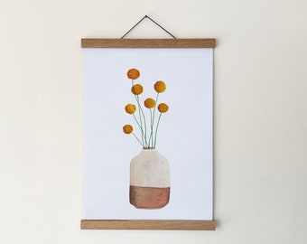 Din A4 Kunstdruck Kaktus Mit Blüten – Aquarell-Motiv, 21x29,7 Cm, Mattes Fotopapier 230 G/m², Ungerahmt