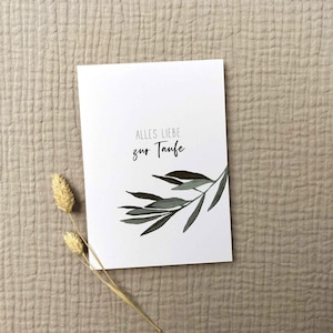Karte zur Taufe A6 *Olivenzweig* | Klappkarte | Alles Liebe zur Taufe| Taufkarte | Geschenkidee Taufe | Aquarell | Recyclingpapier