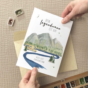 Große Karte zum Ruhestand DIN A5 *Dein Irgendwann ist da* | XL Klappkarte | Alles Gute zur Rente | Aquarell Wohnmobil auf Recyclingpapier
