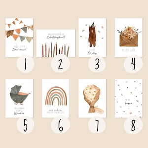 Postkarten Mix individuell zusammenstellen 3, 6 oder 12 Grußkarten im Set Glückwünsche, Geburtstag, zur Geburt, Hochzeit Karten Set afbeelding 2