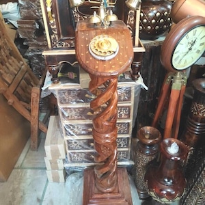 Handcrafted Wood Veneer Corded Phone: Vintage 1920s Style Rotary Dial