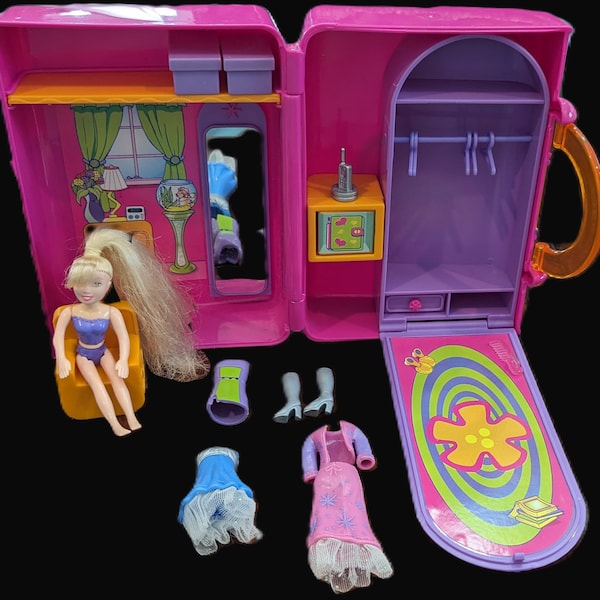 Vintage Fashion Polly Pocket Doll House Polly Pocket Travel Kit 2000 doll +accessories