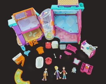 Magnetic Polly Pocket Hangin' Out House 3 dolls plus accessories original 2003 Very good condition