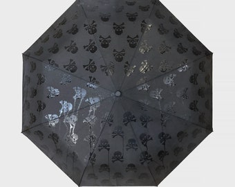 Hidden Skulls Umbrella | Compact Umbrella | Umbrellas For Women and Men | Gothic Umbrellas & Rain Accessories | Foldable Umbrella