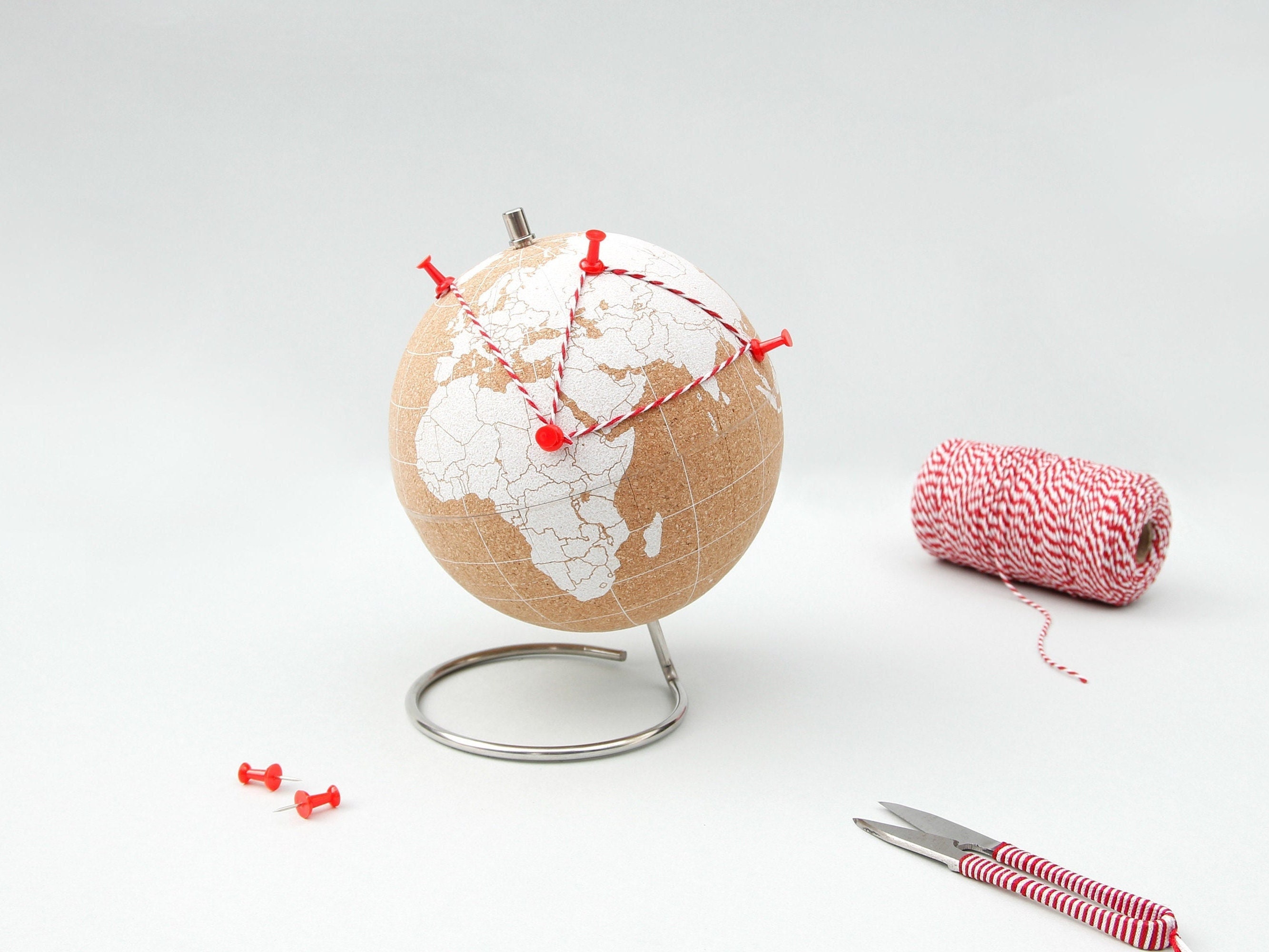 SAFIGLE Globo Terrestre Da Tavolo In Sughero, 20 Cm, Mappamondo Decorativo Per Ufficio E Studio, Strumento Didattico