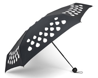 Compact Colour Change Umbrella | Rainbow Umbrella | Colourful When Wet, White When Dry | Outdoor Accessories | Windproof Folding Umbrella