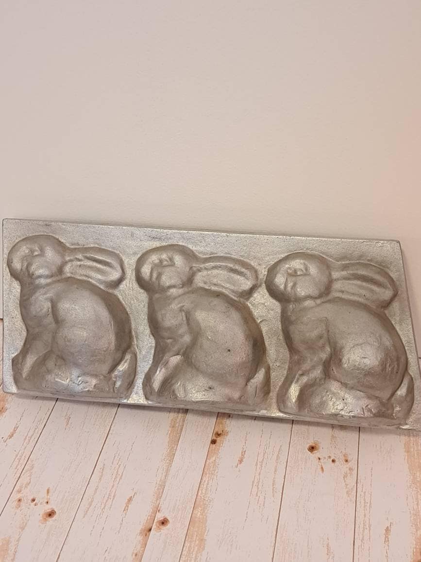 Vintage 3D, 3 Rabbit/bunny Mold, 2 Piece, Heavy Cast Aluminum - Etsy