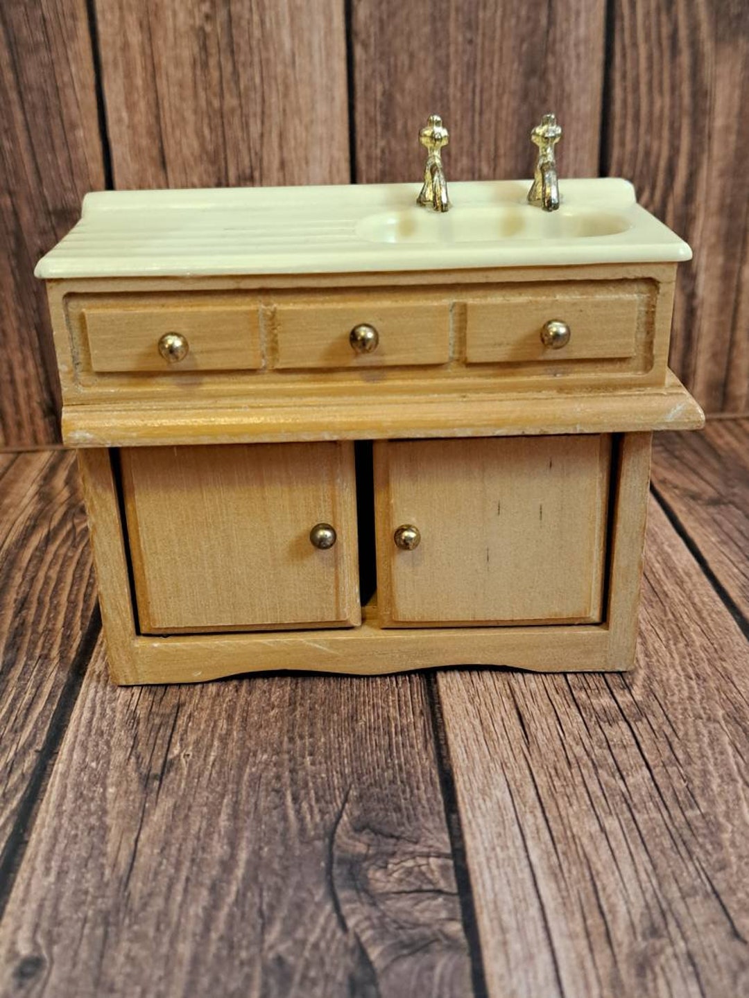 Vintage Miniature Wood Kitchen Sink wooden Dollhouse Etsy