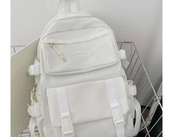 minimalist buckle decor functional backpack