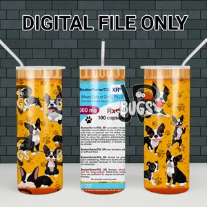 Boston Terrier Tumbler Wrap, 20oz Skinny Tumbler, Boston Terrier dog PNG, Tumbler template PNG, 20oz skinny straight, Instant Download