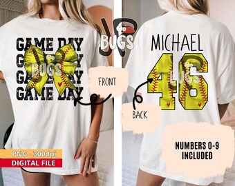 Bow Softball PNG Design Sublimation Hand Drawn Digital Download Game Day Coquette Ribbon PNG Soft Girl Preppy Girly DTF Printable