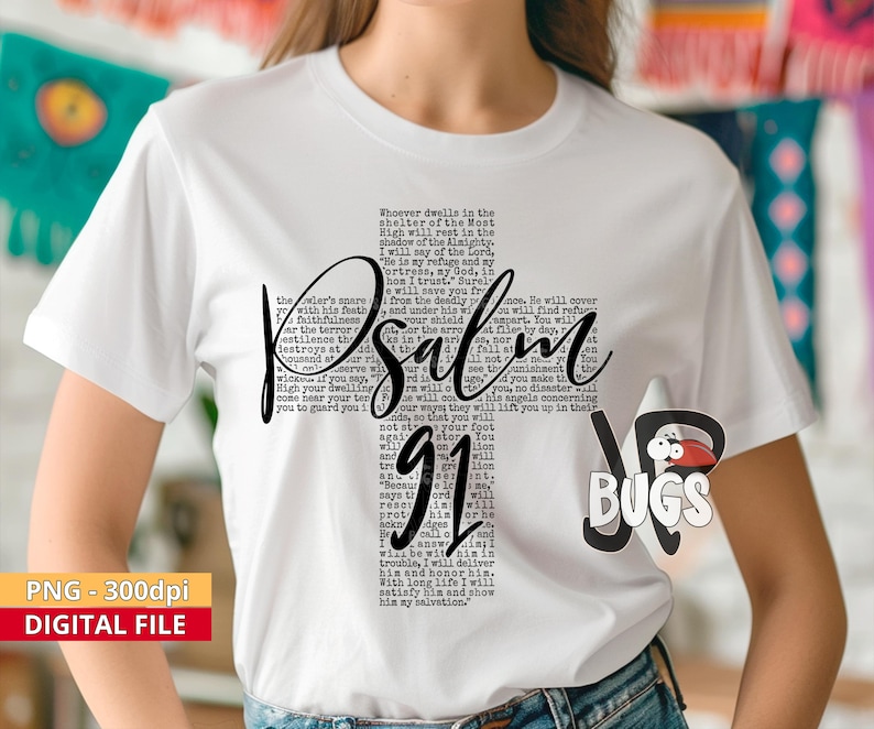 Psalm 91 PNG Christian Sublimation Design – Inspirational Faith Art Download
