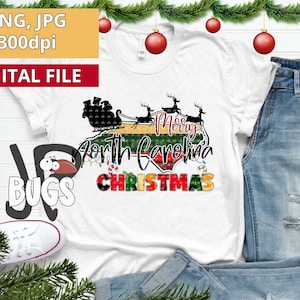Merry North Carolina Christmas, North Carolina state, PNG, Sublimation design, North Carolina Christmas, Merry Christmas png, NC Sublimation