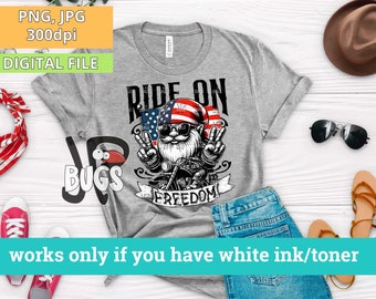Ride on Freedom biker png sublimation design download dtg print clipart Biker t-shirt design biker gift