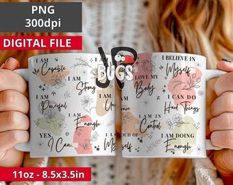 Positive Affirmations Daily Reminders Png 11 15oz MUG Sublimation Designs Mug Wrap, Mug sublimation, Png Digital Download