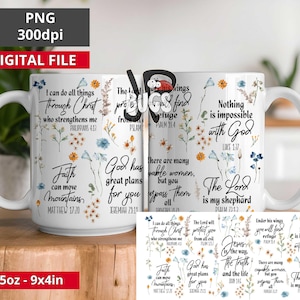 Bible Verse Png 11 15oz MUG Sublimation Designs Mug Wrap, Mug sublimation, Png Digital Download