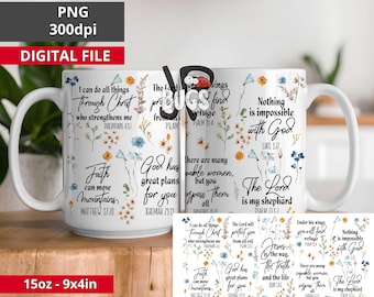 Bible Verse Png 11 15oz MUG Sublimation Designs Mug Wrap, Mug sublimation, Png Digital Download
