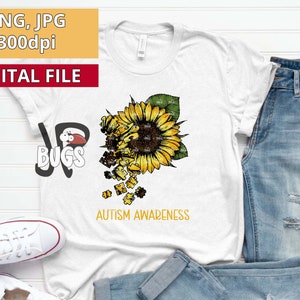 Autismus Bewusstsein Sonnenblume Puzzle png Sublimation Design Download, dtg Druck, Sonnenblume T-Shirt png, digitales Design