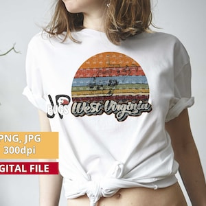 Retro West Virginia Png, Vintage West Virginia State png, West Virginia Clipart, Sublimation designs, DTG, WV Sublimation, United States
