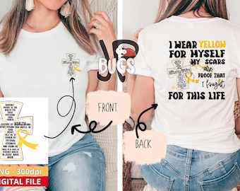 I Wear Yellow for Myself Christian Cross PNG - Bone Cancer Survivor Design - My Scars Are Proof Faith Sublimation File