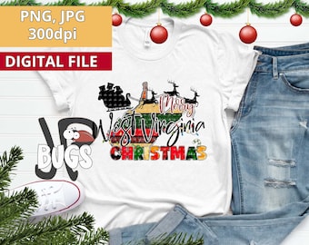 Merry West Virginia Christmas, West Virginia state, PNG, Sublimation design, West Virginia Christmas, Merry Christmas png, WV Sublimation,