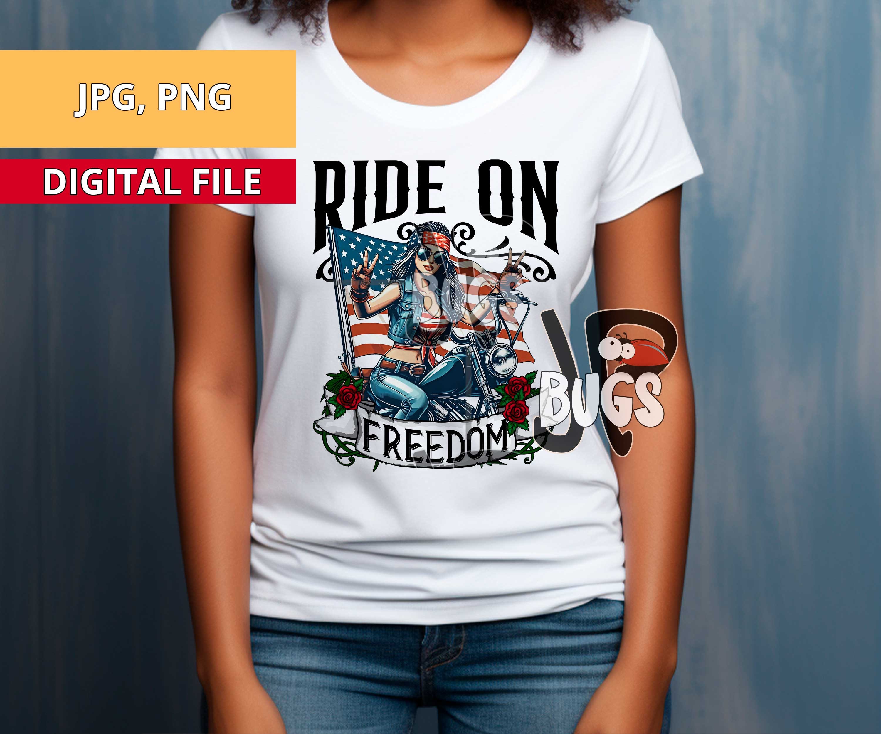 Ride on Freedom Biker Girl Png Sublimation Design Download Dtg Print ...