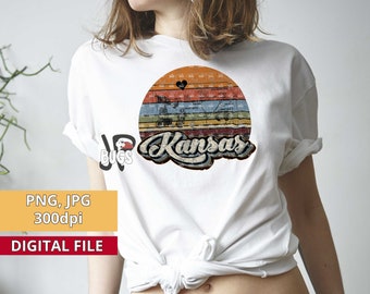 Retro Kansas Png, Vintage Kansas State png, Kansas Clipart, Sublimation designs, DTG, KS Sublimation, United States Clipart, landmarks