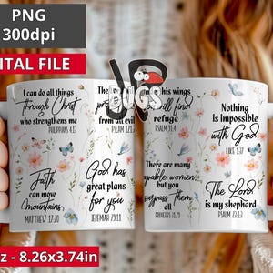 Bible Verse Png 11 15oz MUG Sublimation Designs Mug Wrap, Mug sublimation, Png Digital Download