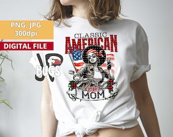 Classic American biker mom biker girl png sublimation design download dtg print clipart Black Biker girl t-shirt design biker gift
