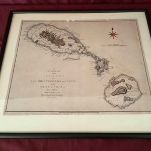 1782 London Map of Nevis and St. Kitts Islands (formerly St. Christophers)