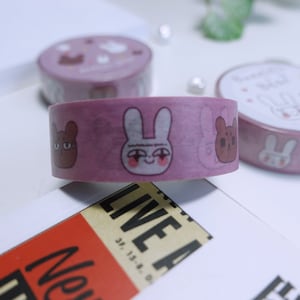 Washi Tape - Bunnies & Bear Sticker, Masking Tape, Emoji, Bujo Tape, Bullet Journal Tape, süße Tiere Sticker