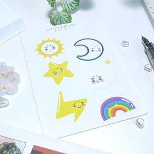 Stickerbogen - Weather kleine, niedliche Kunst, niedlicher Sticker, Wetteraufkleber, Kussschnitt, Stickerbogen für Planer, mattes Papier, Journal Aufkleber