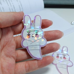 Halloween Vinyl Holo Aufkleber - Bunnies Ghost \little cute Kaninchen Aufkleber, Saison Aufkleber, Journal Planer Aufkleber, Laptop Aufkleber, die cut