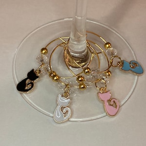 Cat Wine Charms Sitting set of 4