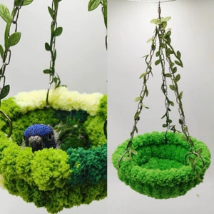 31x16cm Green Yarn Knitting Hanging Basket for Small and Medium Parrot Birdie Toy Bird Cages Accessories Lovebird Budgie Pacific Parrotlet