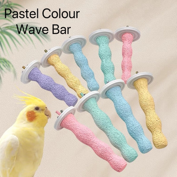 10-13 cm Pastel Couleur Perroquet Résine Vague Griffe Barre De Meulage Perche Autocollants Stand Rose Bleu Vert Jaune Violet - Bâton pour Moyen Petit Oiseau