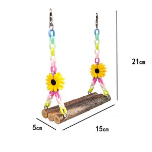 View of 15x22cm Handmade Sunflower Big Swings Natural Tree Branch Parrot Bird ...