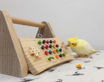 15x7cm Vogel Verwenden Spiel Maschine Holz und Bunte Kork Beißen Spielzeug für Papagei Vogel Spielzeug Käfige Zubehör Lovebird Wellensittich Pazifik Parrotlet