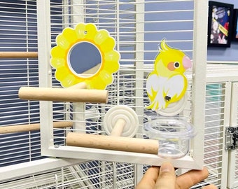 Handmade Cute Design Acrylic Food Round Transparent Cutlery Food Water for Small Medium Bird and Parrot Lovebird Budgie Pacific Parrotlet