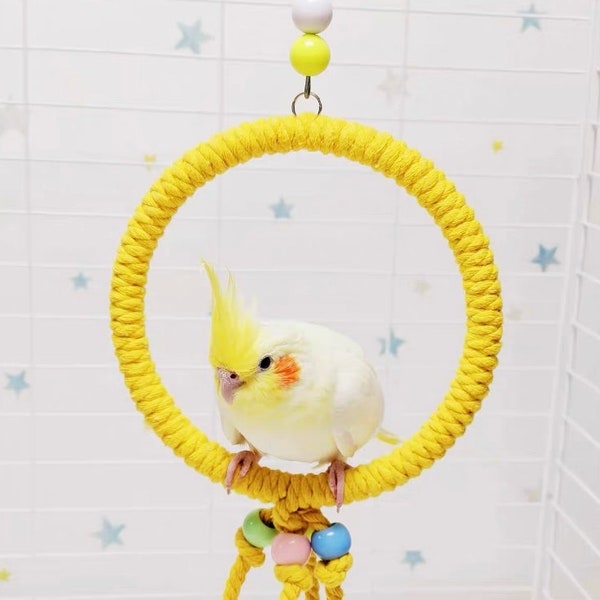 11.5-15cm SML Size Kawaii Style Colourful Rope Swings Parrot Birdie Toy for Small Medium Parrot