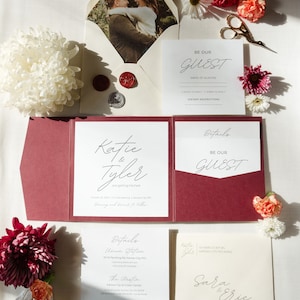 Simple and Modern Wedding Invitation Pocket | Minimalist Customizable Wedding Invite Suite with Detail and RSVP