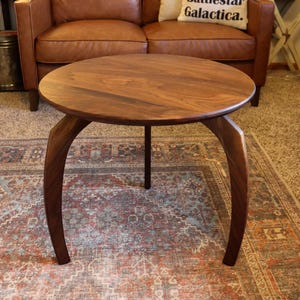 Round Walnut End Table, mid century furniture, modern, accent, coffee table