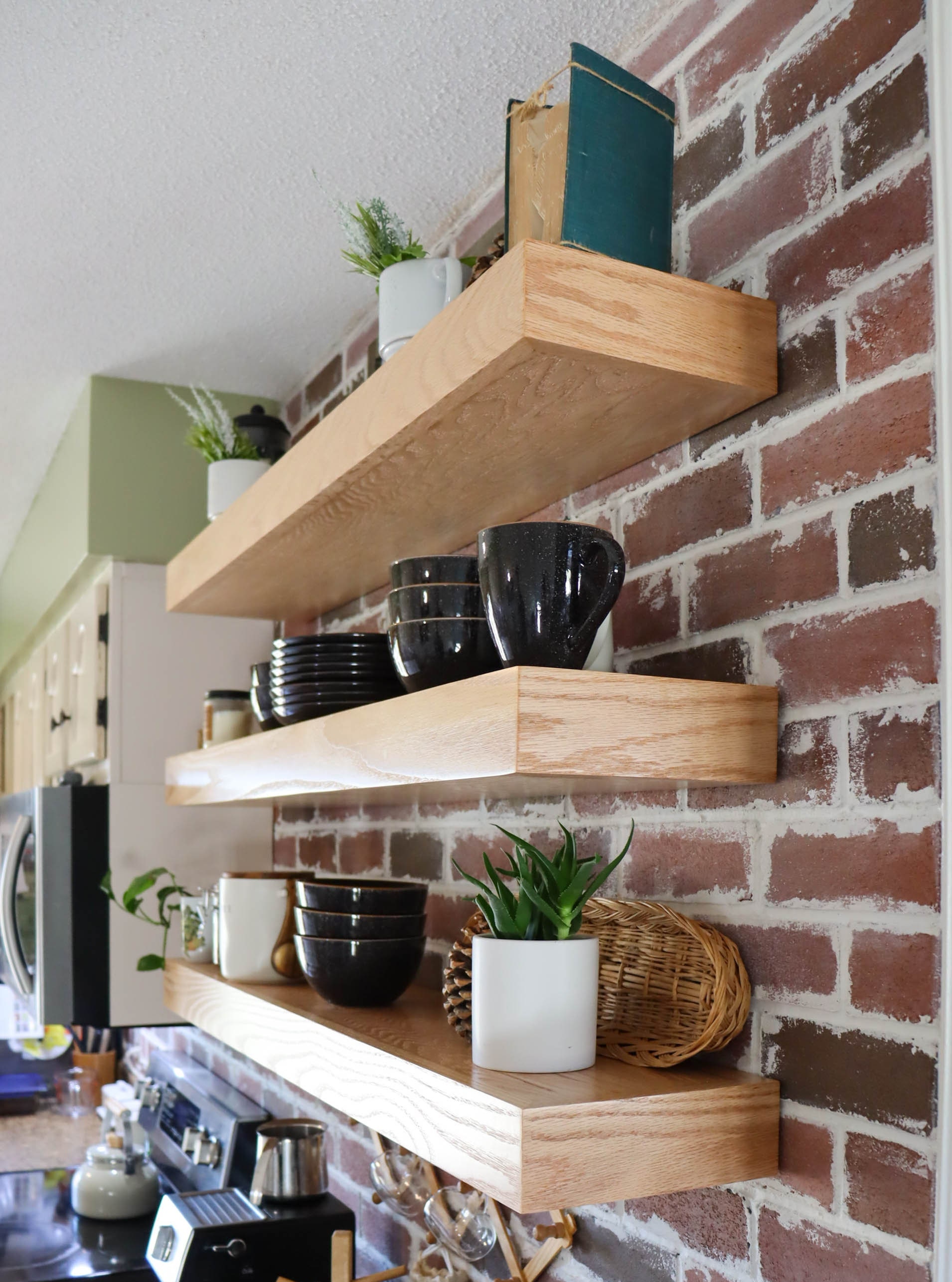 Red Oak Floating Shelves Etsy