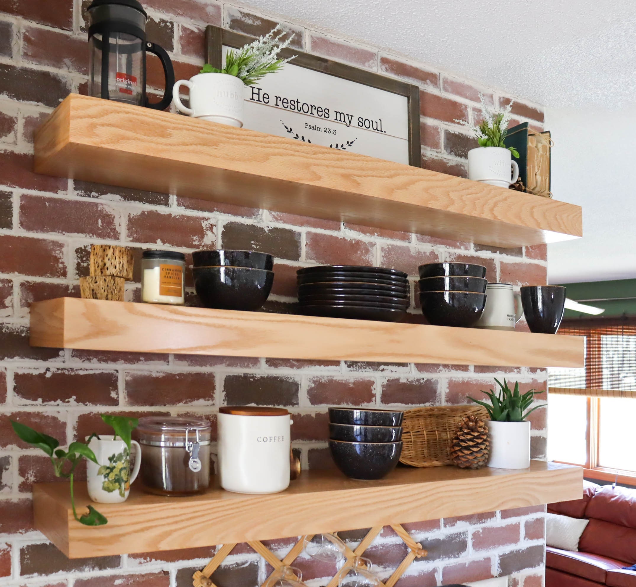 Red Oak Floating Shelves Etsy