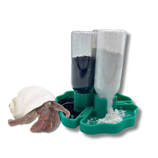 Hermit Crab Food Gravity Feeder, Crab Auto Feeders 3 Well, Crab Food Container, Food Dispenser, Habitat Aquarium Crab Food Accessories