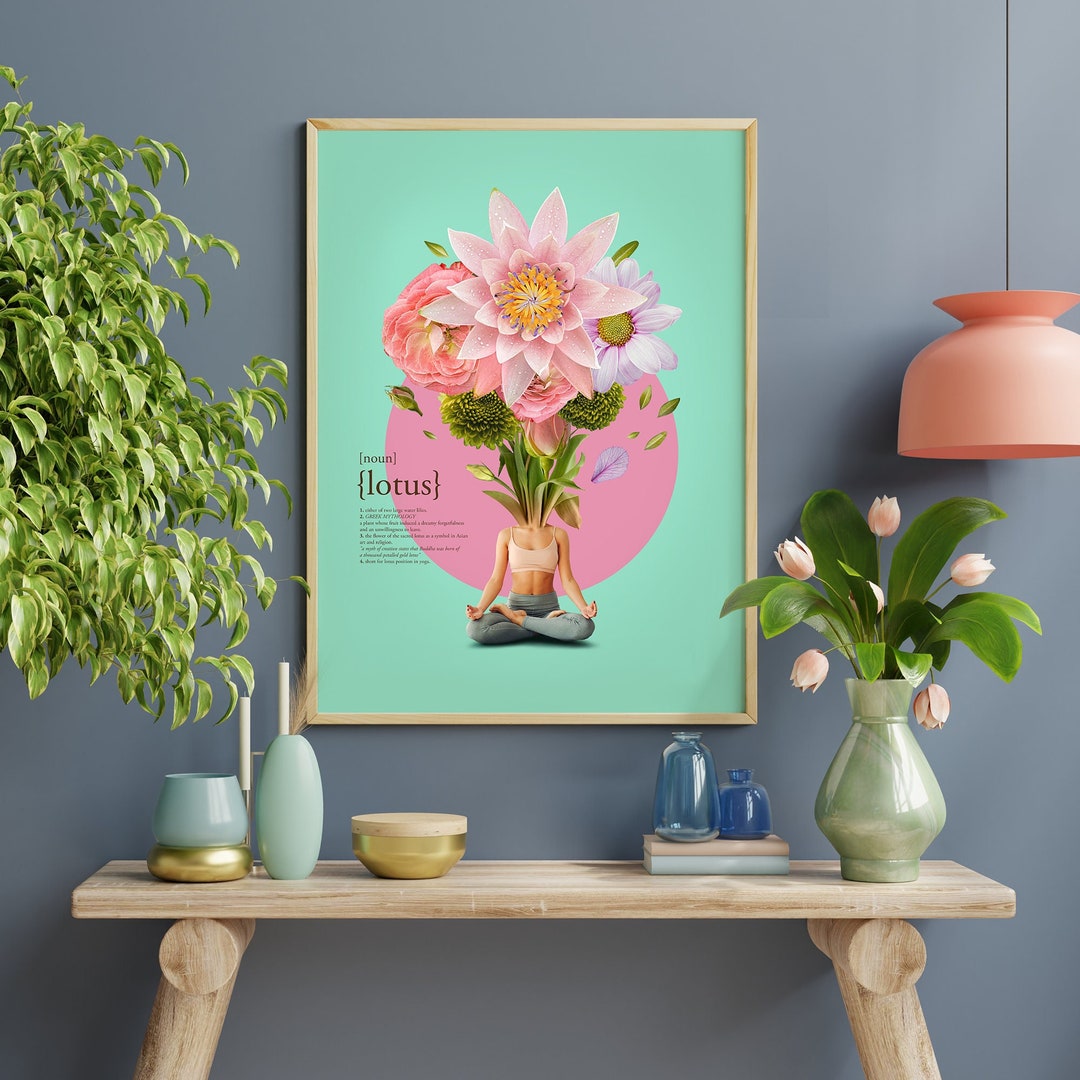 Lotus Wall Art, Definition Poster, Mint Poster, Yoga Printable, Lotus